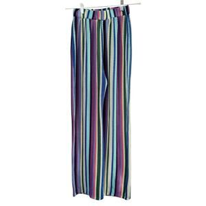 That’s It Multicolor Striped Semi Sheer Crochet Knit Wide Leg Pants Size Small